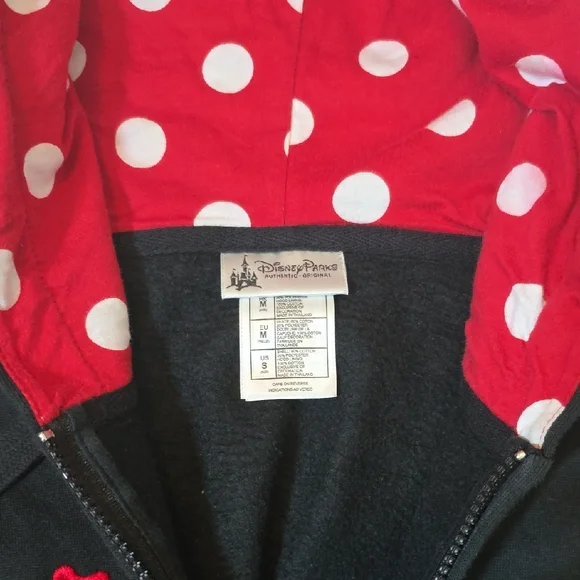 Disney Black Hoodie with Red Minnie Mouse Script and Ear-Detail Hood - Picture 3 of 7